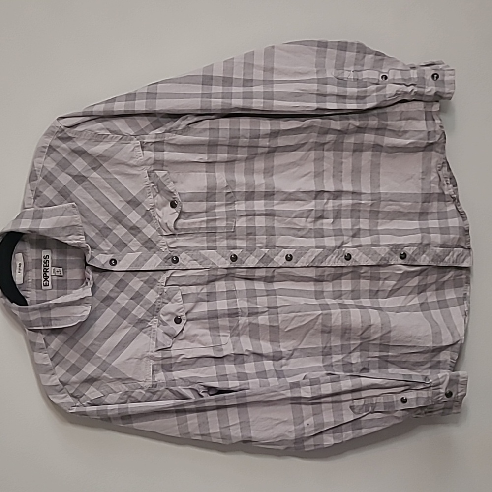 Express Fitted Large Snap Buttons Shirt